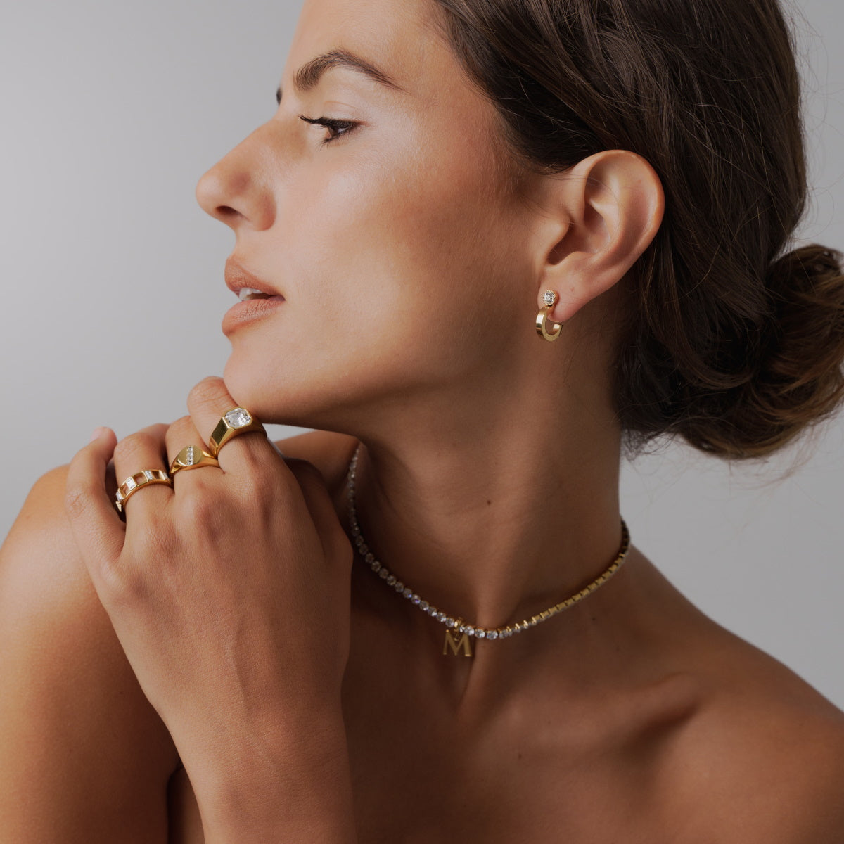 Anel Square Signet Crystal