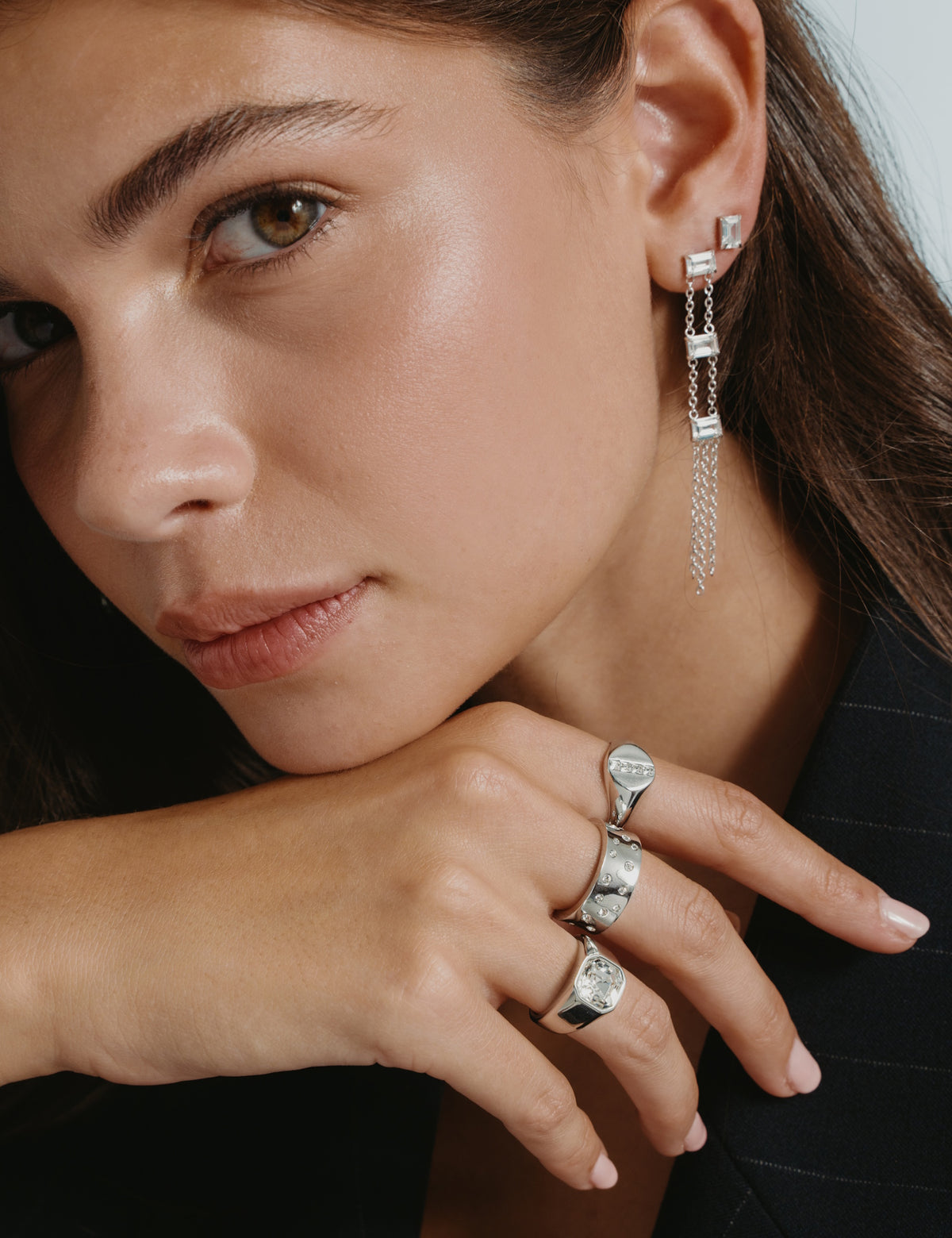 Anel Square Signet Crystal