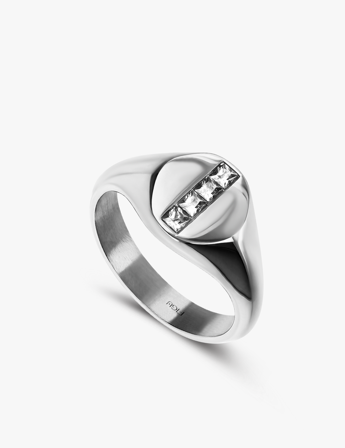 Anel Round Signet Crystal