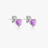 Pendientes de amatista con forma de corazón pequeño